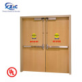 UL listed Wood Double fire rated door emergency exit door with push bar